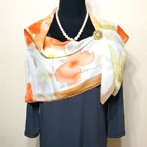Vintage Elegant Abstract Floral Print Scarf